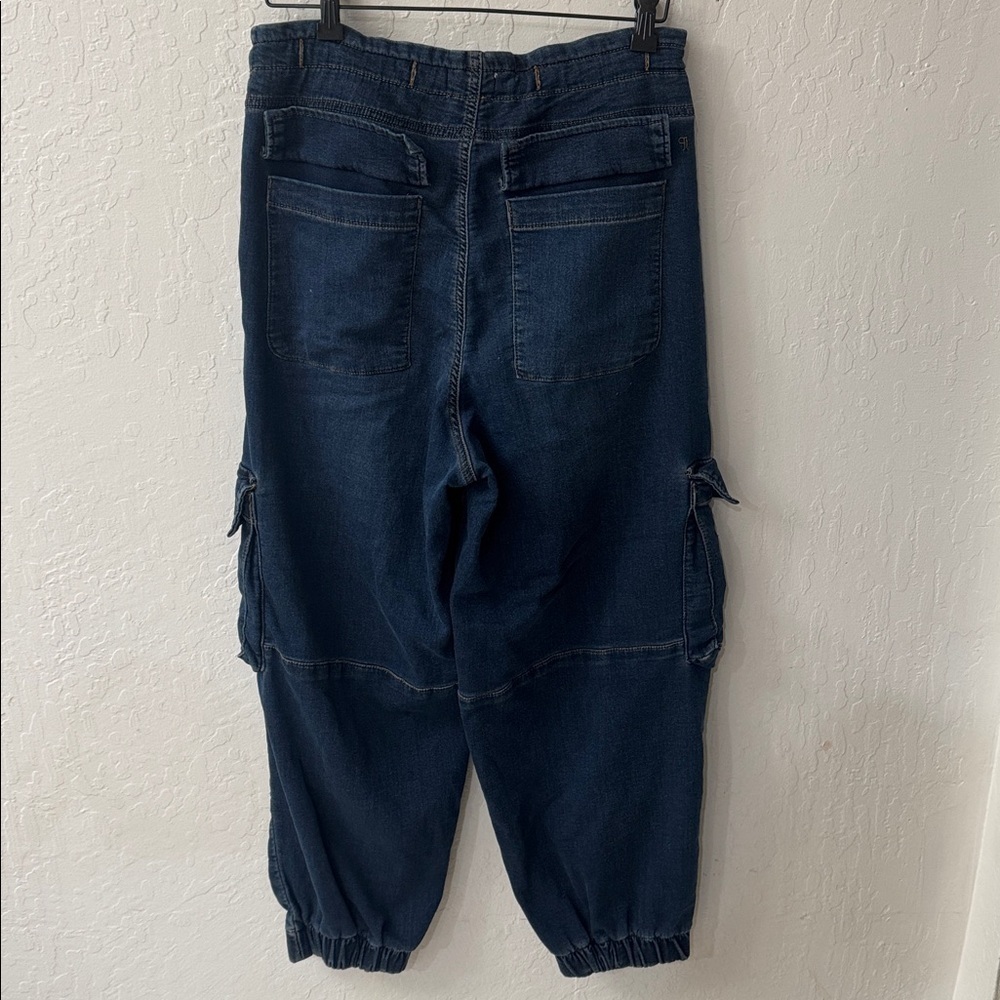 Anthropologie Pilcro High Rise Cargo Jogger Denim Knit Stretchy Jeans Smal - Picture 10 of 12